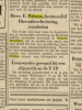 Krantenbericht n.a.v. overlijden Elisabeth Woudstra