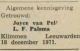 Huwelijksbericht L.F. Palsma x Joyce van Pelt