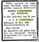 Overlijdensadvertentie Maria Landsheer-Pieterse.